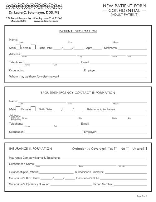 New Patient Forms – Orthodontist Locust Valley – Glen Cove – Brookville ...