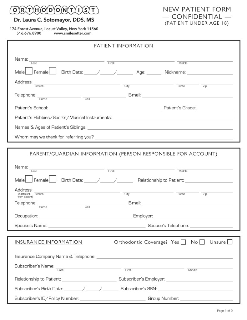 New Patient Forms – Orthodontist Locust Valley – Glen Cove – Brookville ...